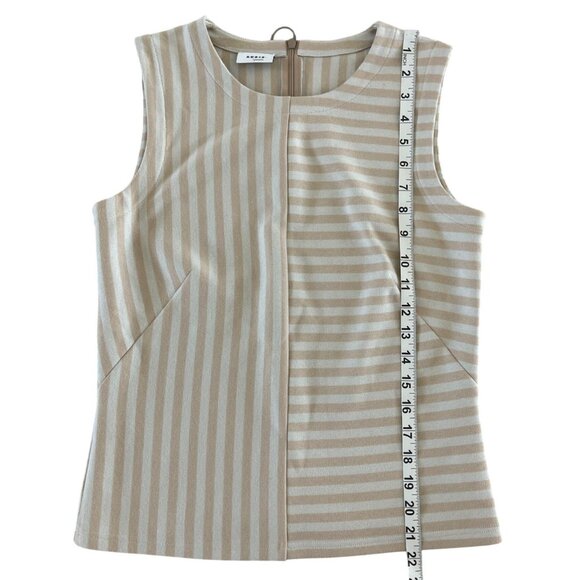 Akris Punto Patchwork Stripe‎ Sleeveless Top Desert Sand Italian Fabric  US 8 - Picture 4 of 11